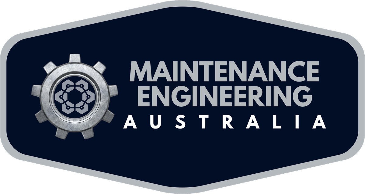 Maintenance Engineering Australia hexagonal badge logo with a steel gear and hexagonal node motif